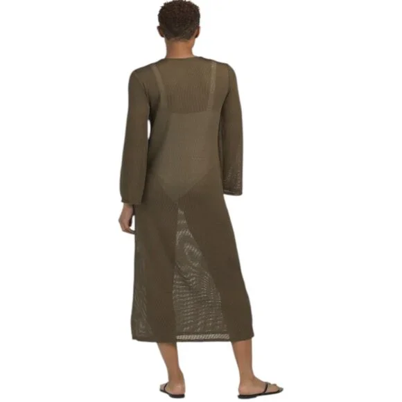brown mesh cover up dress O'Neill Women's Saltwater Solids Sai Maxi Cover-Up Dress in Carob Brown, Size Small
